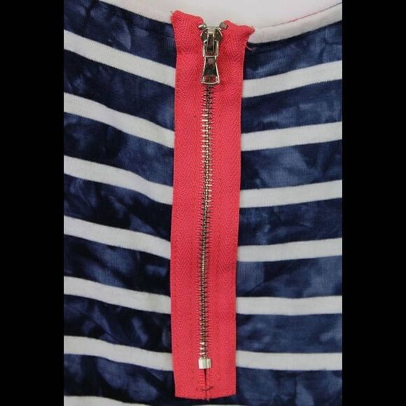BOAT HOUSE BEACHWEAR SIZE M BLUE WHITE STRIPE COVER UP WOMENS POCKET FRONT - Picture 6 of 7